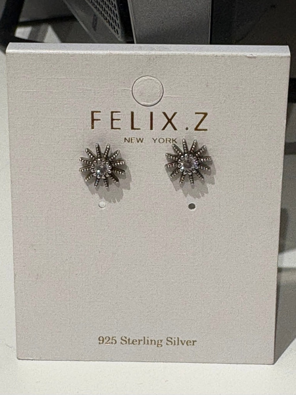 Sterling Silver Starburst Stud Earrings - Silver